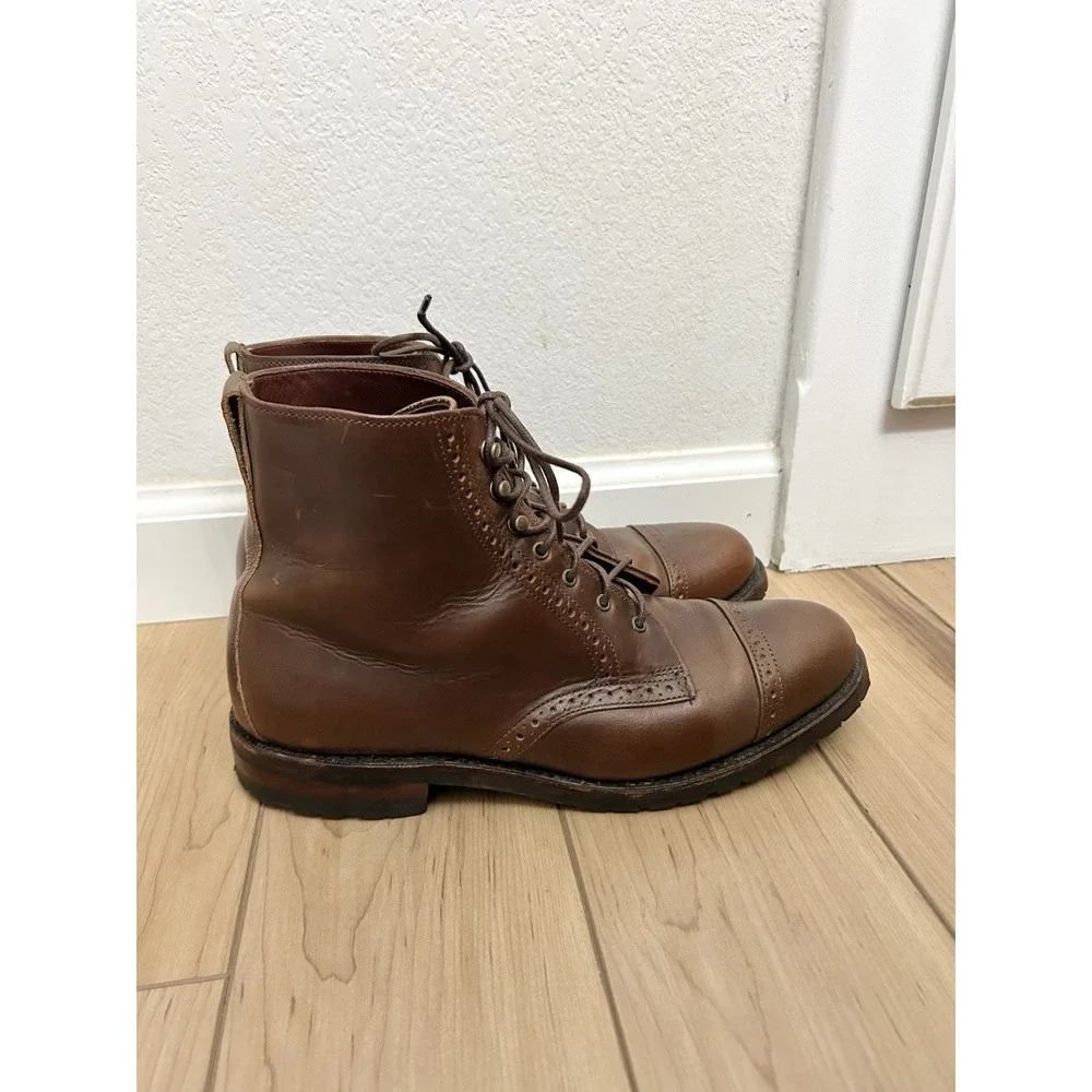 Allen Edmonds Bayfield Brown Leather Cap Toe Derby Boots 7891 Men's Size 9 B